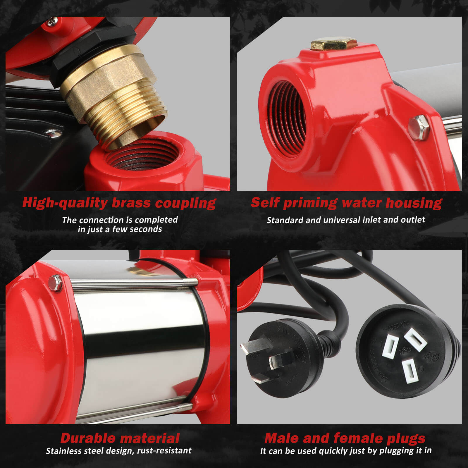 ETOSHA 2000W Garden Water Pump High Pressure 4-Stage Tank Irrigation Water Pump V211-AUEB-PUMP001WPC001
