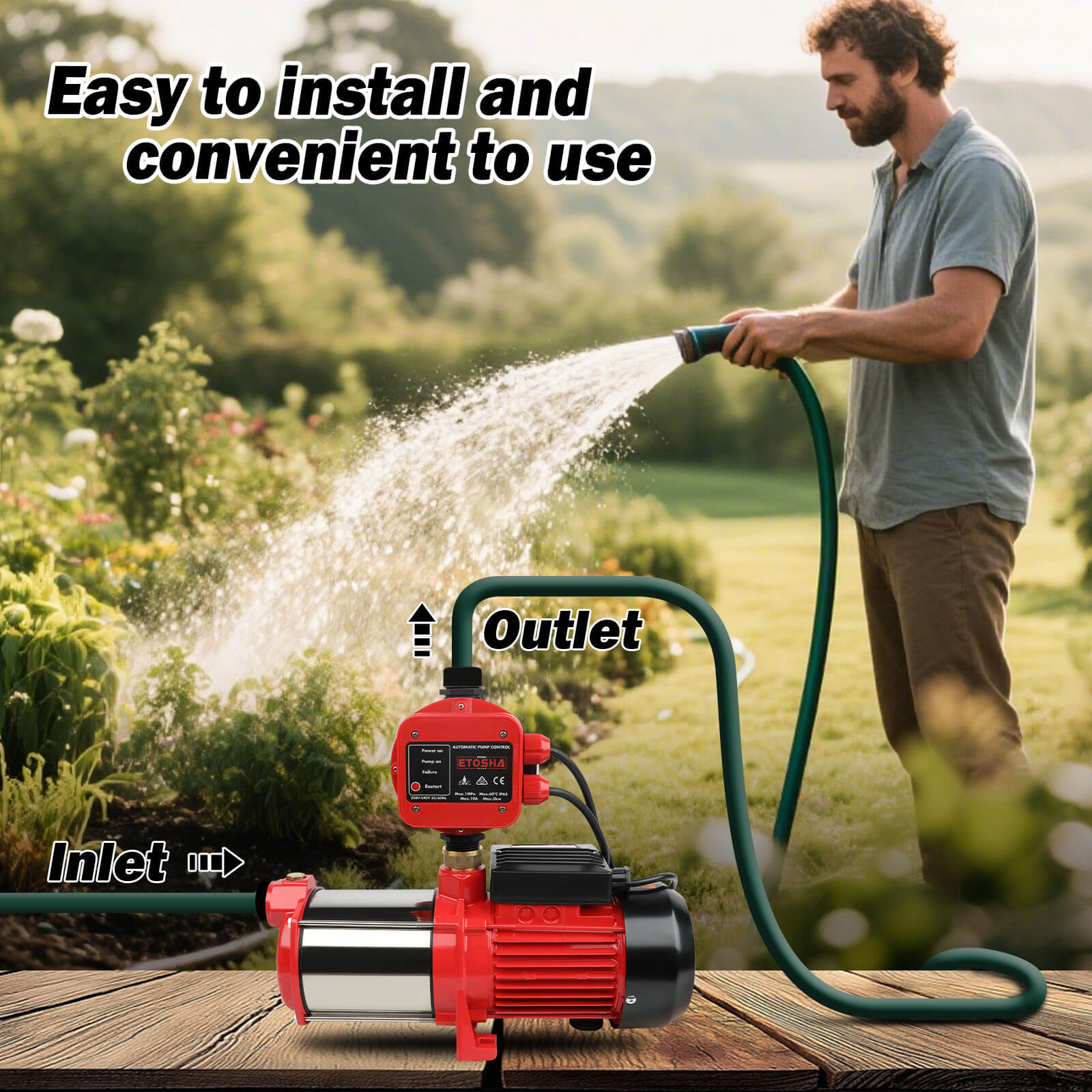 ETOSHA 2000W Garden Water Pump High Pressure 4-Stage Tank Irrigation Water Pump V211-AUEB-PUMP001WPC001