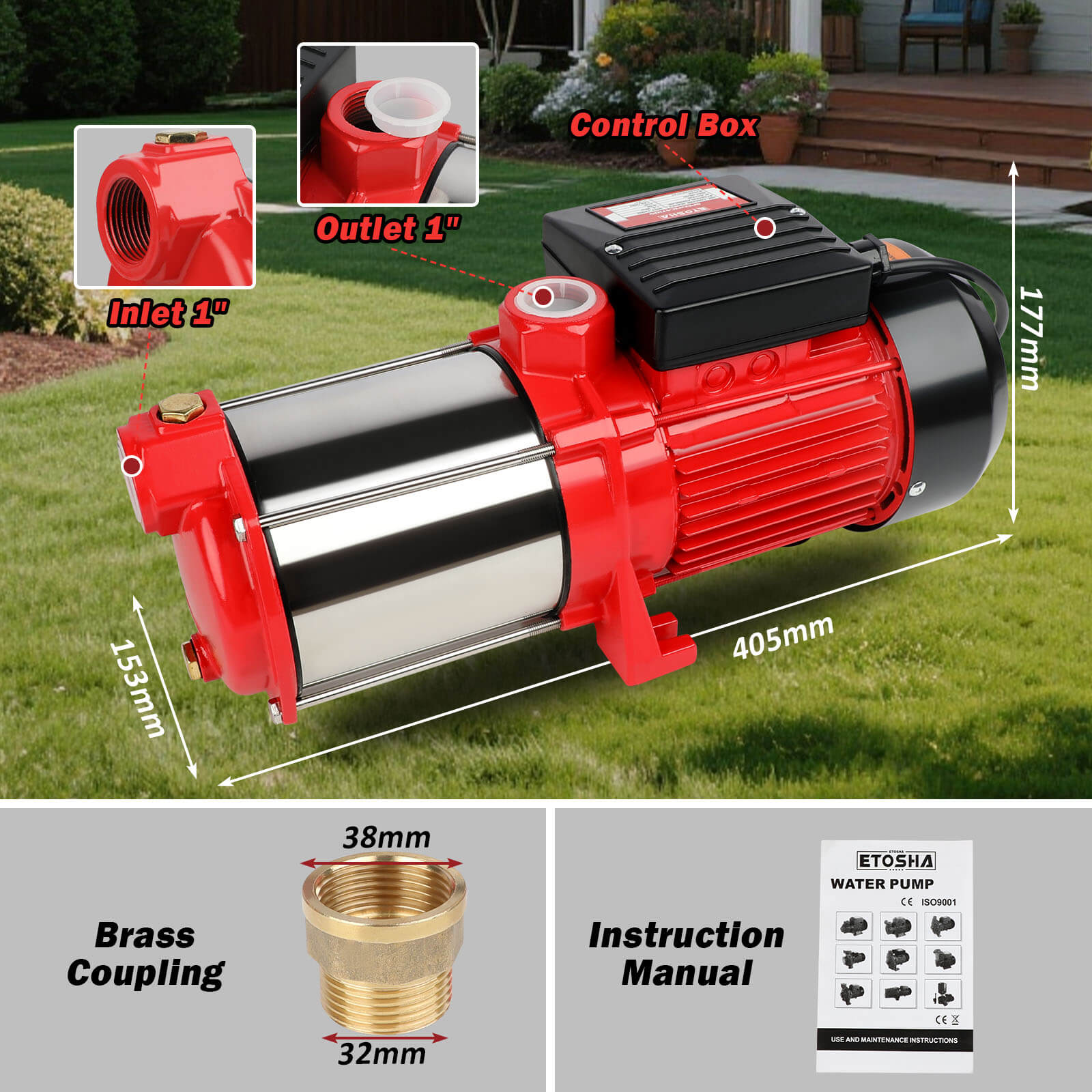 ETOSHA 2000W Garden Water Pump High Pressure 4-Stage Tank Farm Irrigation Pump V211-AUEB-PUMP001WPC002