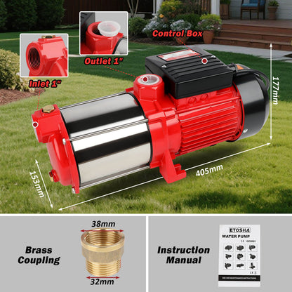 ETOSHA 2000W Garden Water Pump High Pressure 4-Stage Tank Farm Irrigation Pump V211-AUEB-PUMP001WPC002