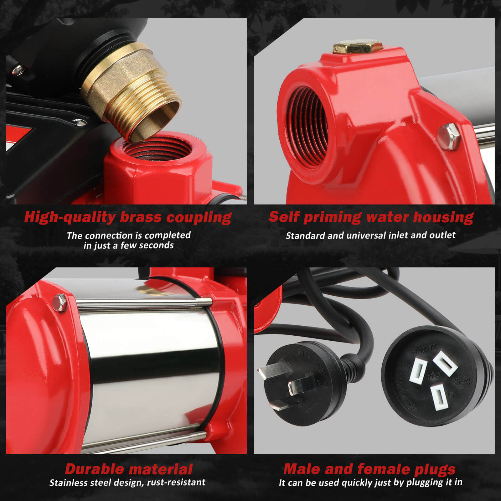 ETOSHA 2000W Garden Water Pump High Pressure 4-Stage Tank Farm Irrigation Pump V211-AUEB-PUMP001WPC002