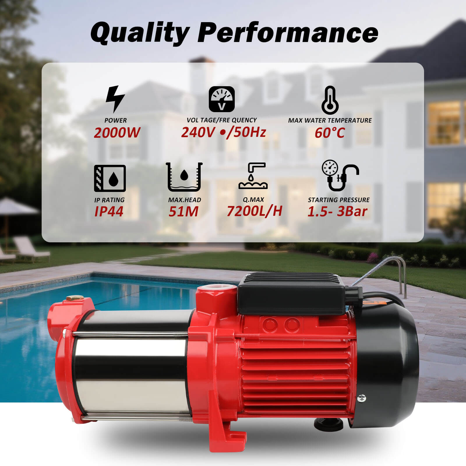 ETOSHA 2000W Garden Water Pump High Pressure 4-Stage Tank Farm Irrigation Pump V211-AUEB-PUMP001WPC002