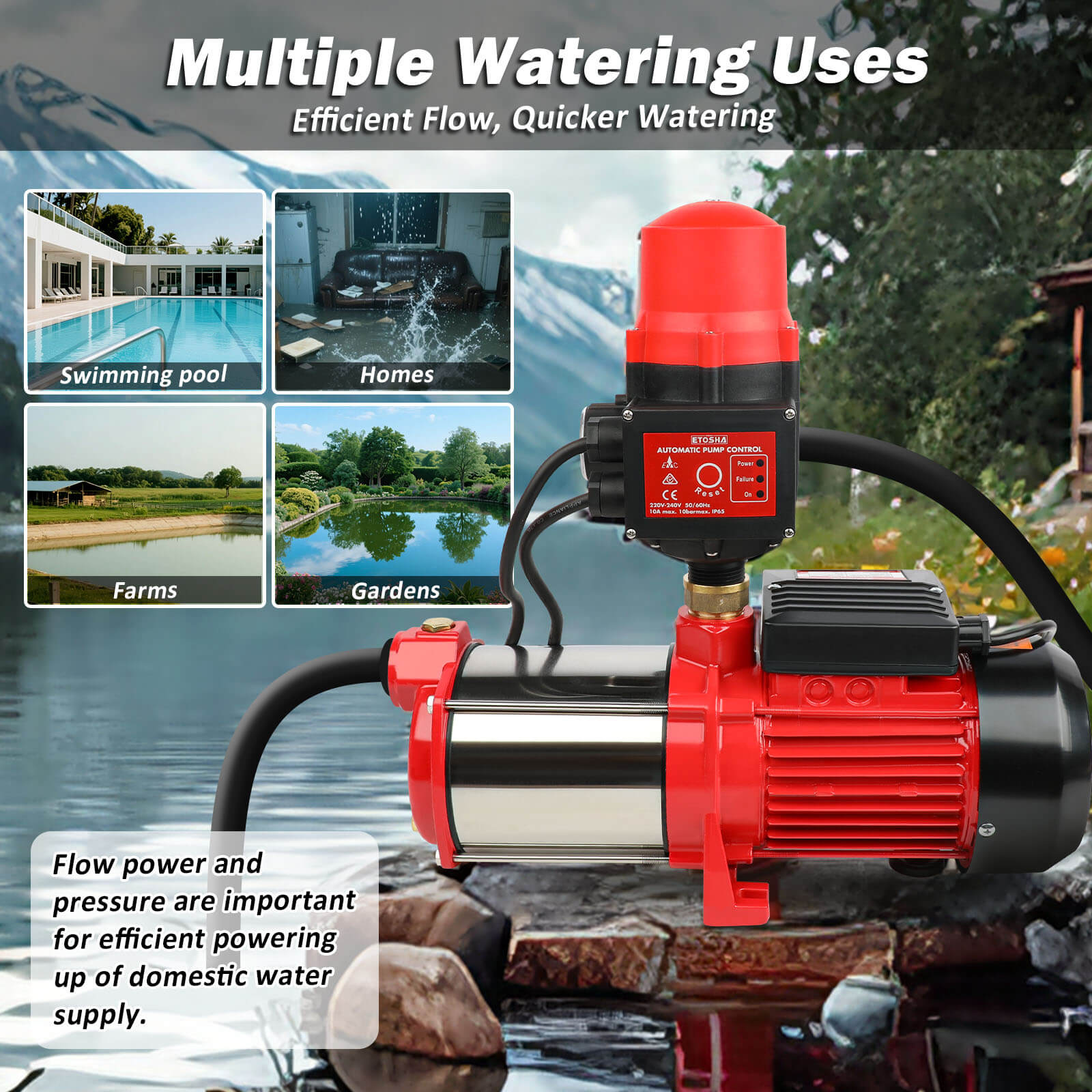 ETOSHA 2000W Garden Water Pump High Pressure 4-Stage Tank Farm Irrigation Pump V211-AUEB-PUMP001WPC002