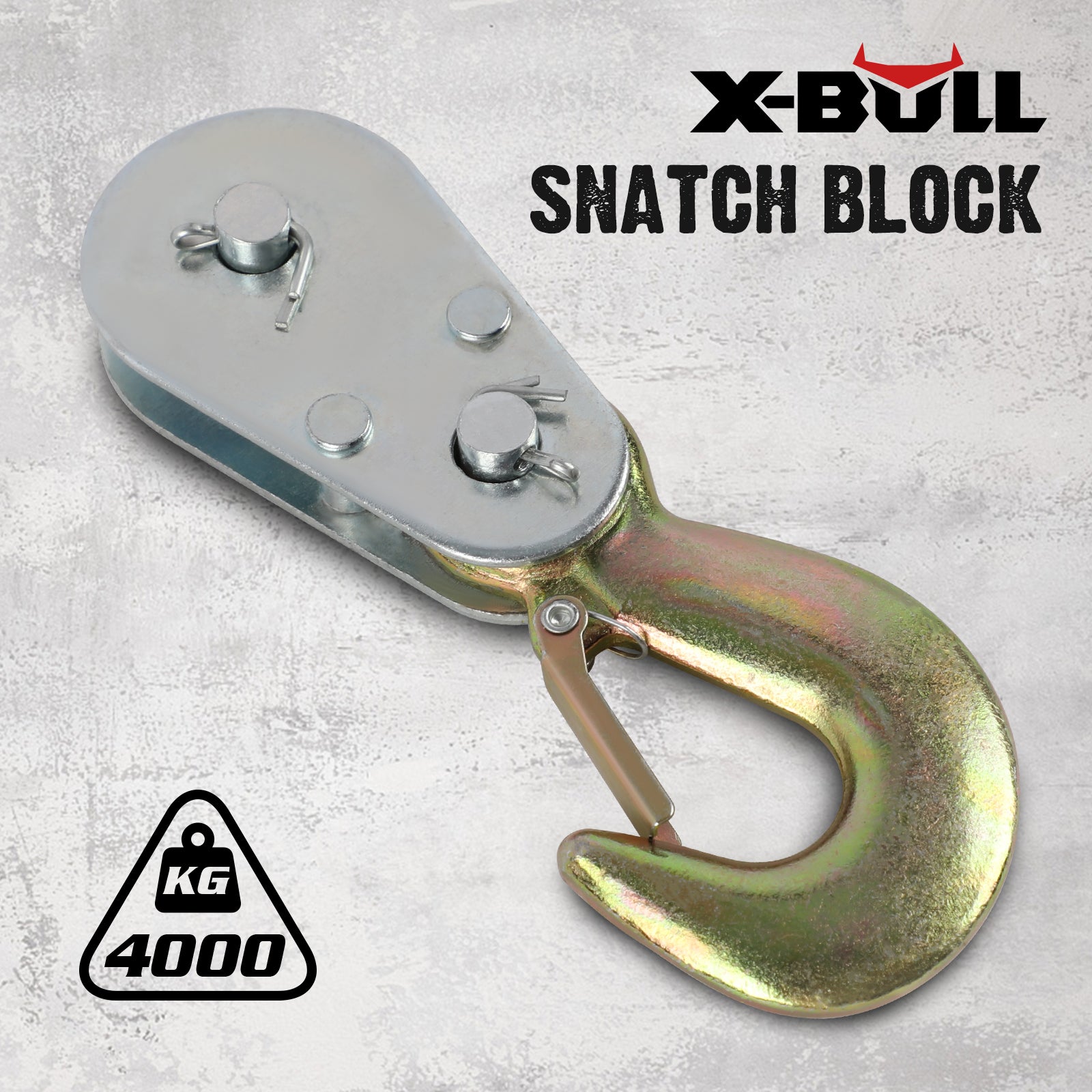 X-BULL 4Ton Snatch Block Pulley Hook Wire Rope Hoist For 4WD ATV UTV Off Road V211-AUEB-SB001