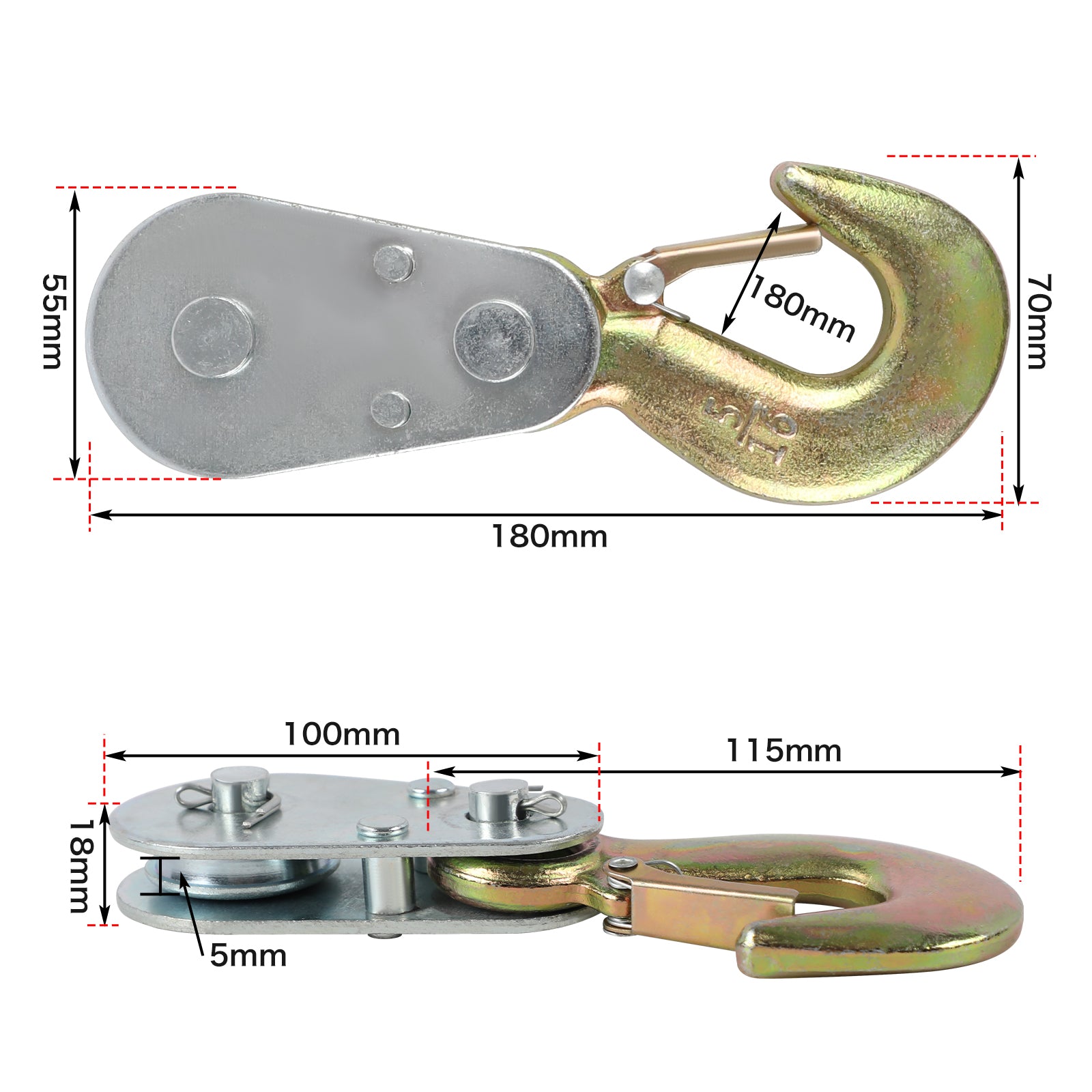 X-BULL 4Ton Snatch Block Pulley Hook Wire Rope Hoist For 4WD ATV UTV Off Road V211-AUEB-SB001