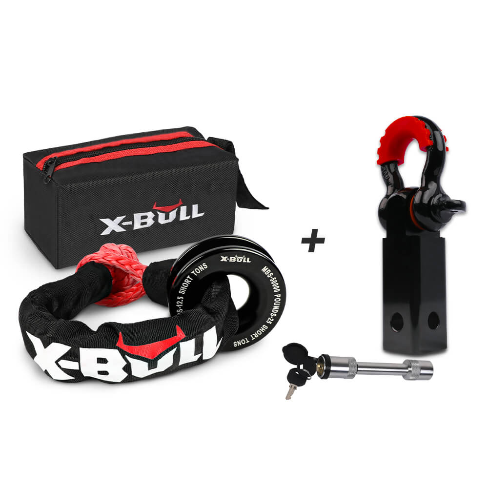X-BULL Soft Shackle Synthetic Rope Recovery Snatch Ring /Recovery Hitch Receiver V211-AUEB-SSR001/AUEB-XBRK013