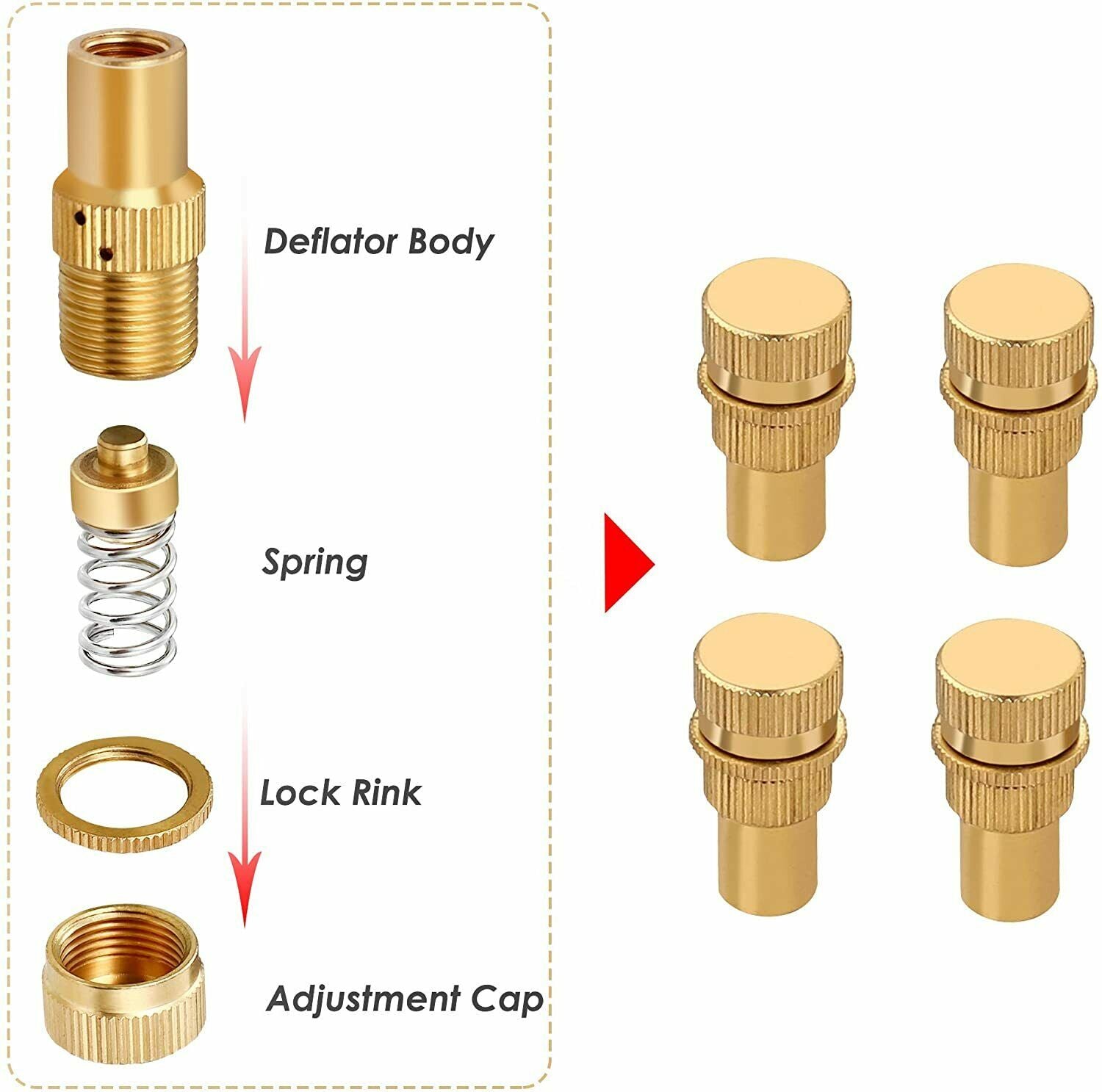 X-BULL Tyre Deflators Brass Air Deflator 0-60 PSI Tire Valve Core Tool Automatic V211-AUEB-TD001