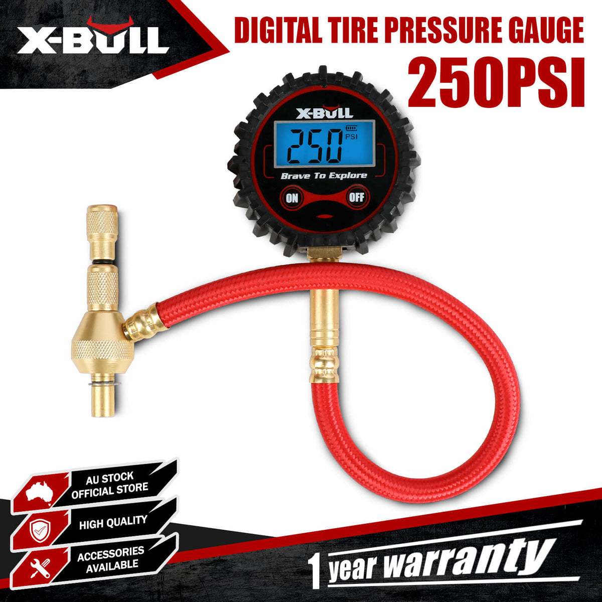 X-BULL Digital tire pressure gauge 250PSI Tyre Air Pressure Car Motorcycle LED V211-AUEB-TG005S