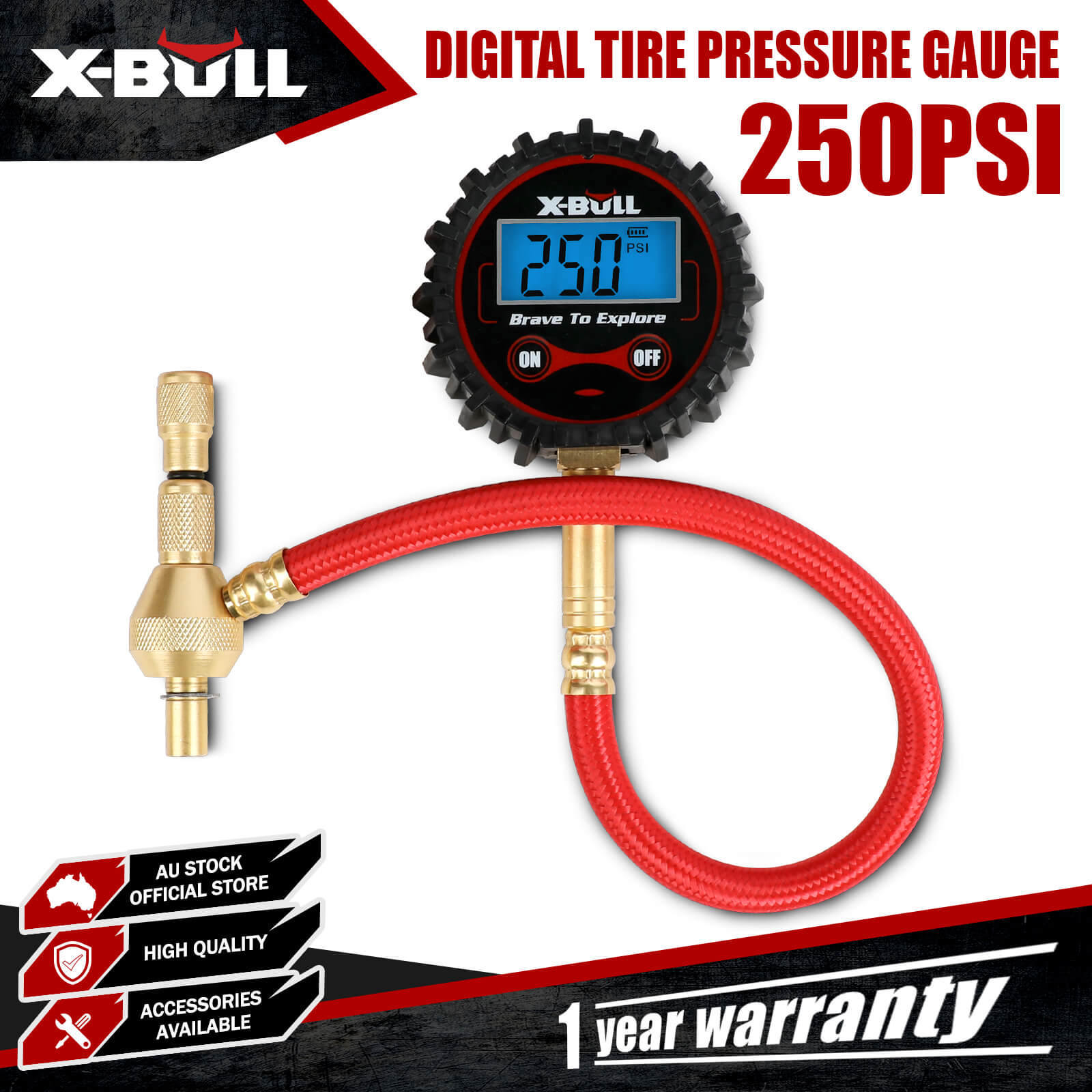 X-BULL Digital tire pressure gauge 250PSI Tyre Air Pressure Car Motorcycle LED V211-AUEB-TG005S