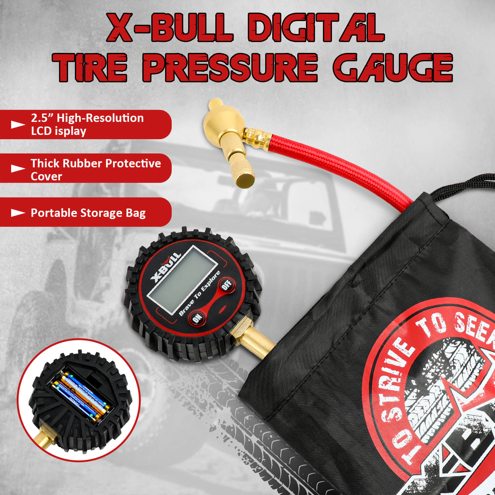 X-BULL Digital tire pressure gauge 250PSI Tyre Air Pressure Car Motorcycle LED V211-AUEB-TG005S