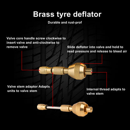 X-BULL Tyre Deflators Tire Automatic 4WD Pressure Gauge 4 Brass Deflator V211-AUEB-TG005TD001
