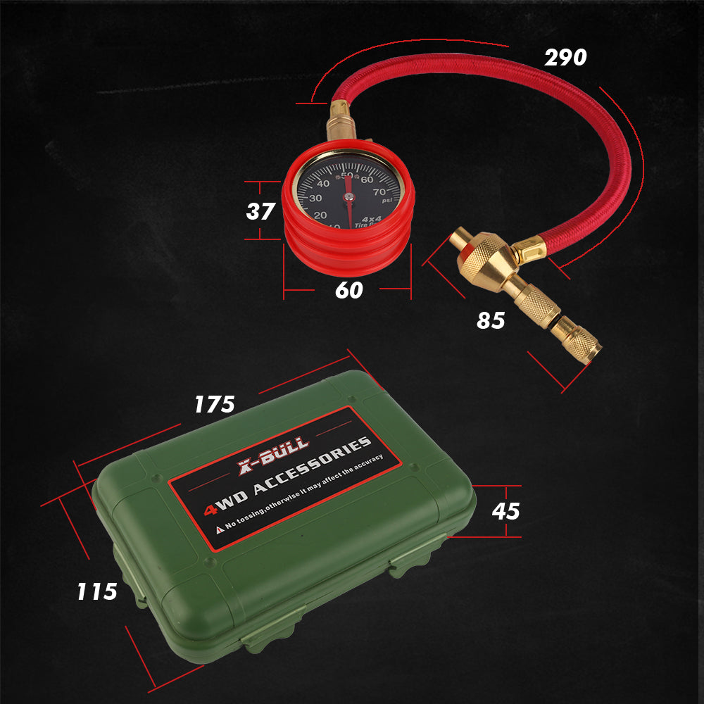 X-BULL Tyre Deflators Tire Automatic 4WD Pressure Gauge 4 Brass Deflator V211-AUEB-TG005TD001