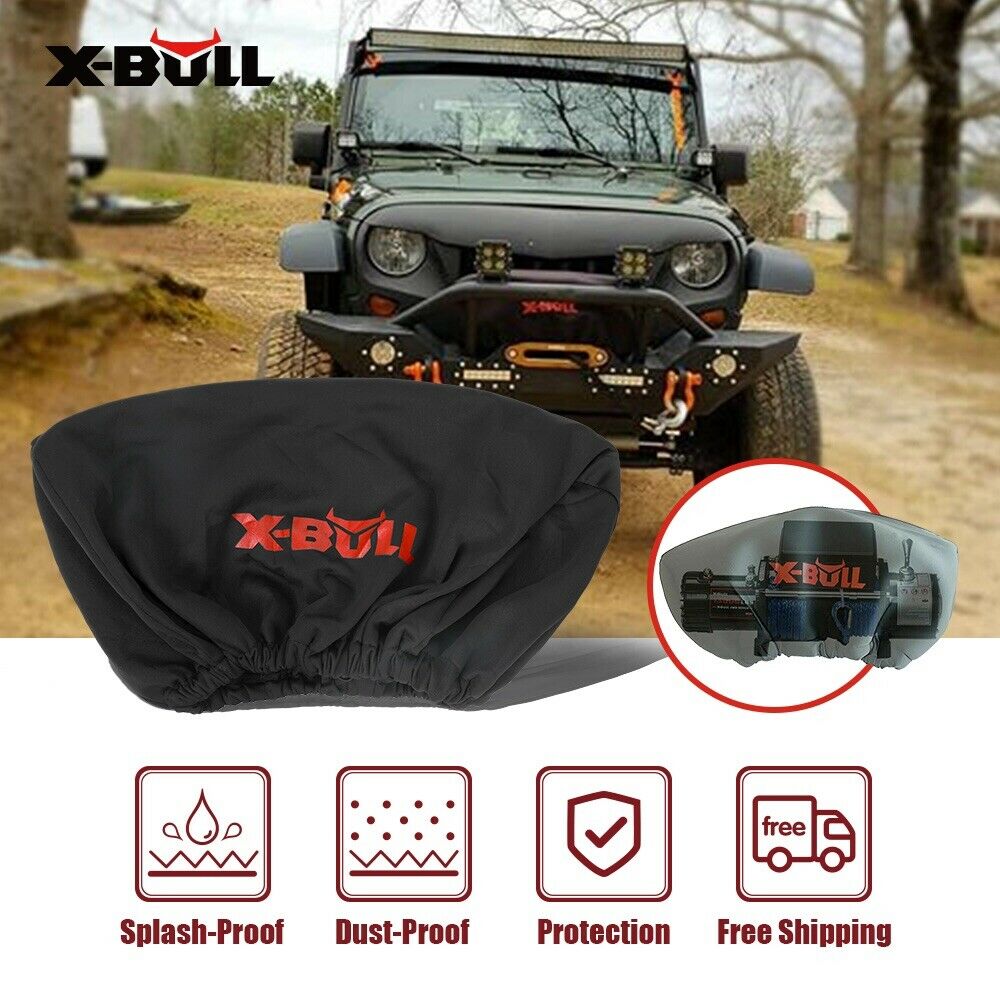 X-BULL Winch Cover Waterproof fits 8000-17000LBS Winch Dust Cover Soft 4X4 V211-AUEB-WP011