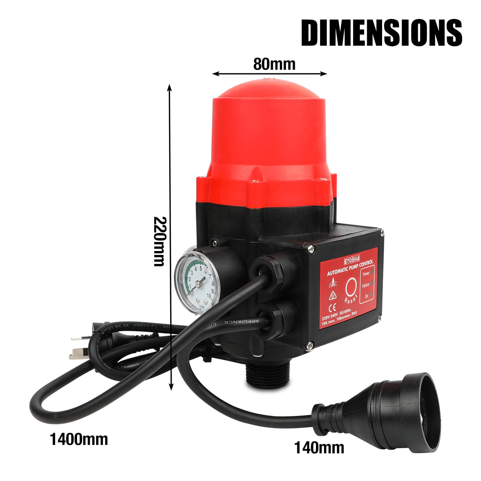 ETOSHA Water Pressure Pump Controller Auto Switch Control Electric BLACK V211-AUEB-WPC002