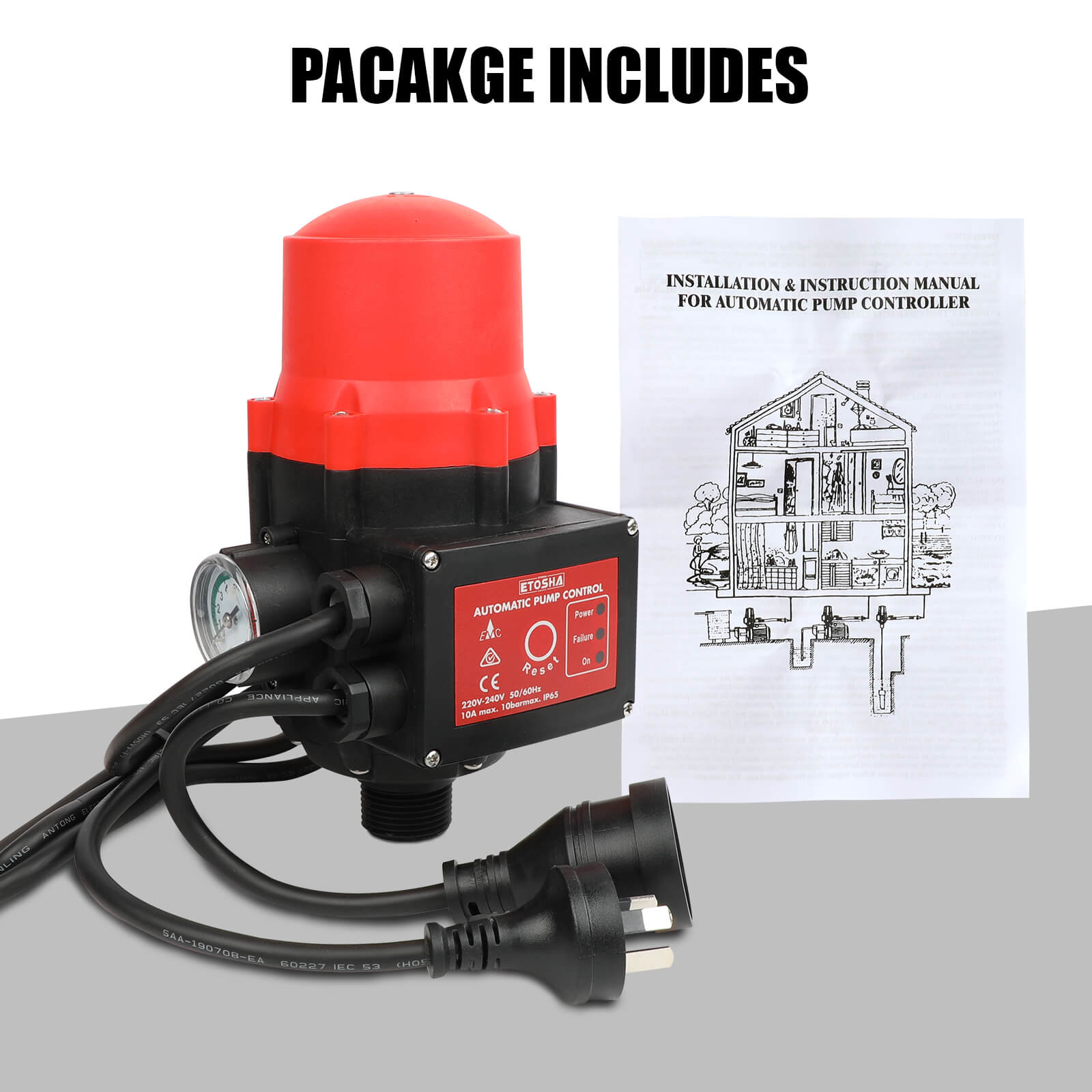 ETOSHA Water Pressure Pump Controller Auto Switch Control Electric BLACK V211-AUEB-WPC002