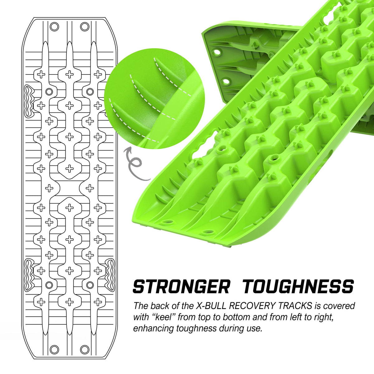X-BULL Recovery tracks Sand tracks KIT Carry bag mounting pin Sand/Snow/Mud 10T 4WD-GREEN Gen3.0 V211-AUEB-XB004