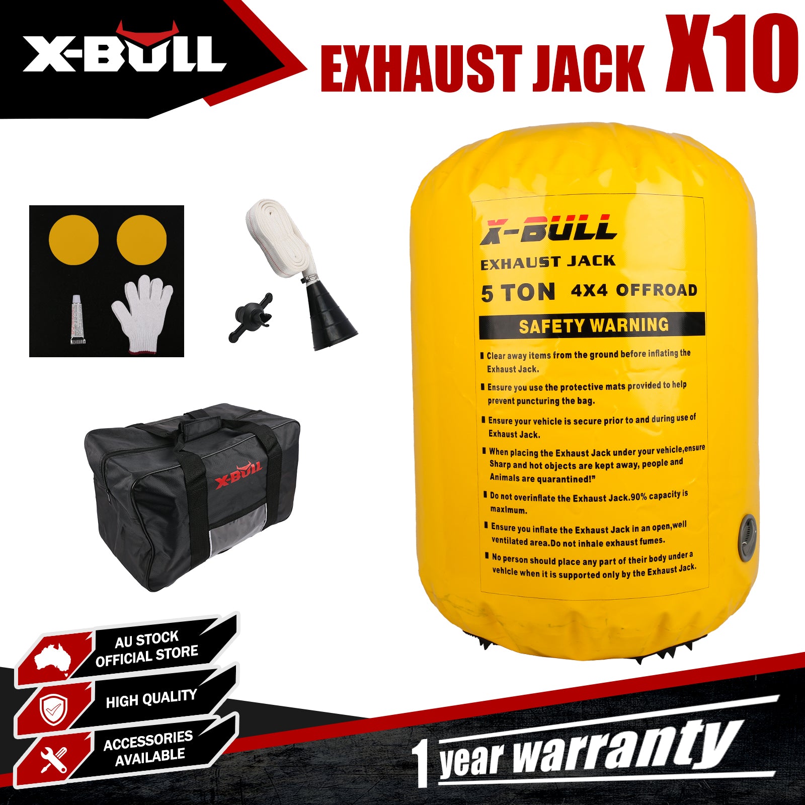 X-BULL Exhaust Jack Recovery Jack Air Bag Multi Layer Truck Rescue Kit 4x4 4WD 10 Units V211-AUEB-XBAT004X10