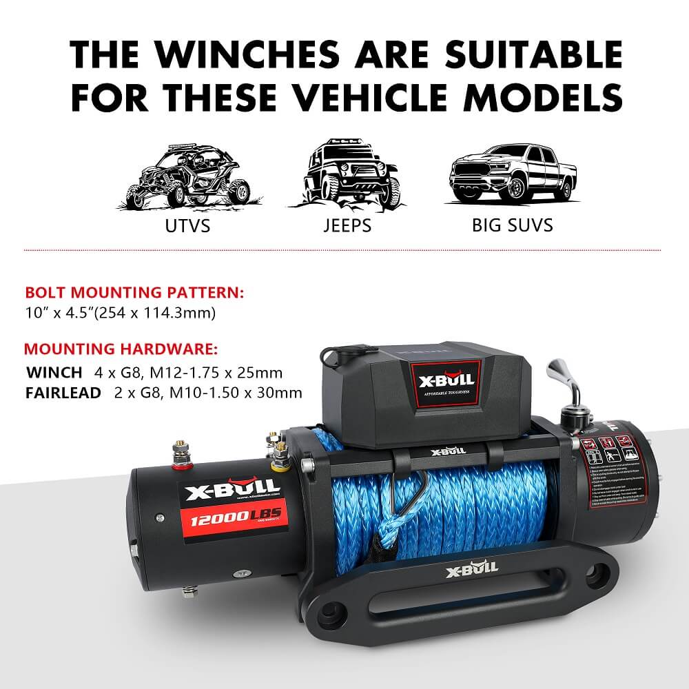 X-BULL Electric Winch 12V 12000LBS Synthetic Rope Wireless remote 4WD 4X4 Car Trailer V211-AUEB-XBEW006S
