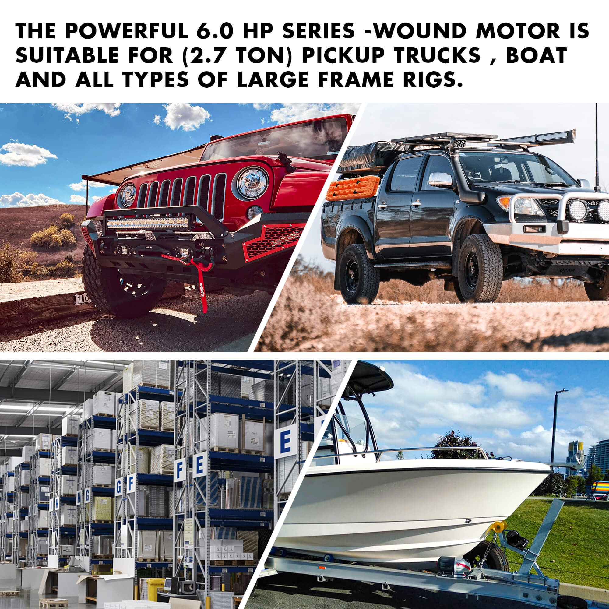 X-BULL 12V Electric Winch 12000LBS synthetic rope 4wd Jeep with winch cover V211-AUEB-XBEW006WP011