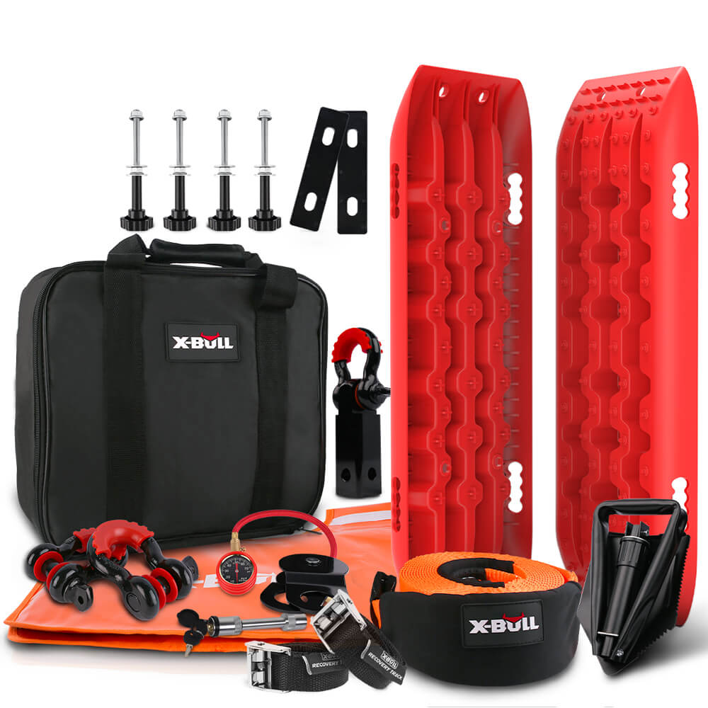 X-BULL Winch Recovery Kit Snatch Strap Off Road 4WD Mounting Pins Recovery Tracks Boards Gen 2.0 RED V211-AUEB-XBRK011ST001P