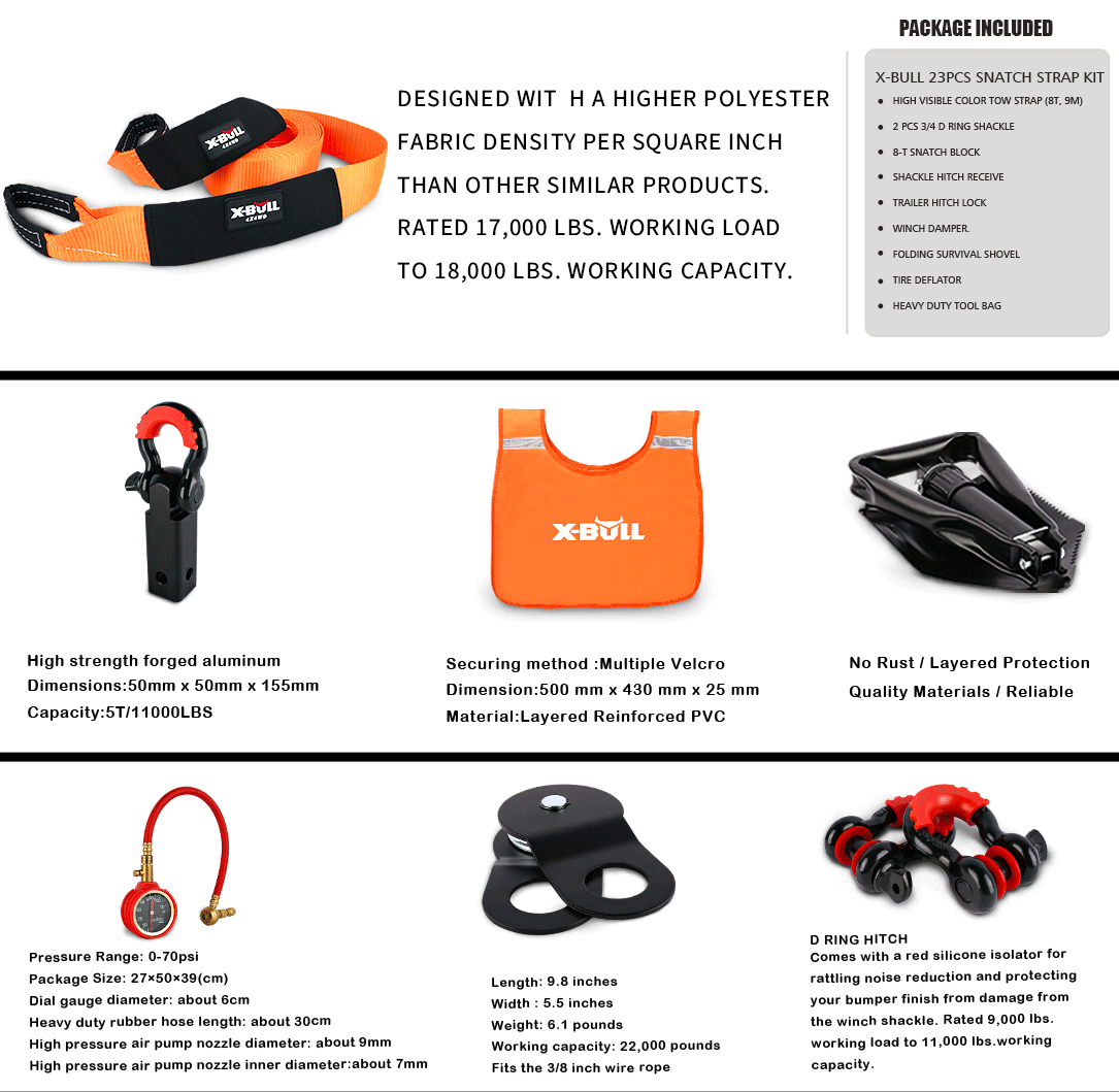 X-BULL 4WD Recovery Kit Snatch Strap / Recovery Tracks Gen3.0/ Mounting pins V211-AUEB-XBRK011XBRT016