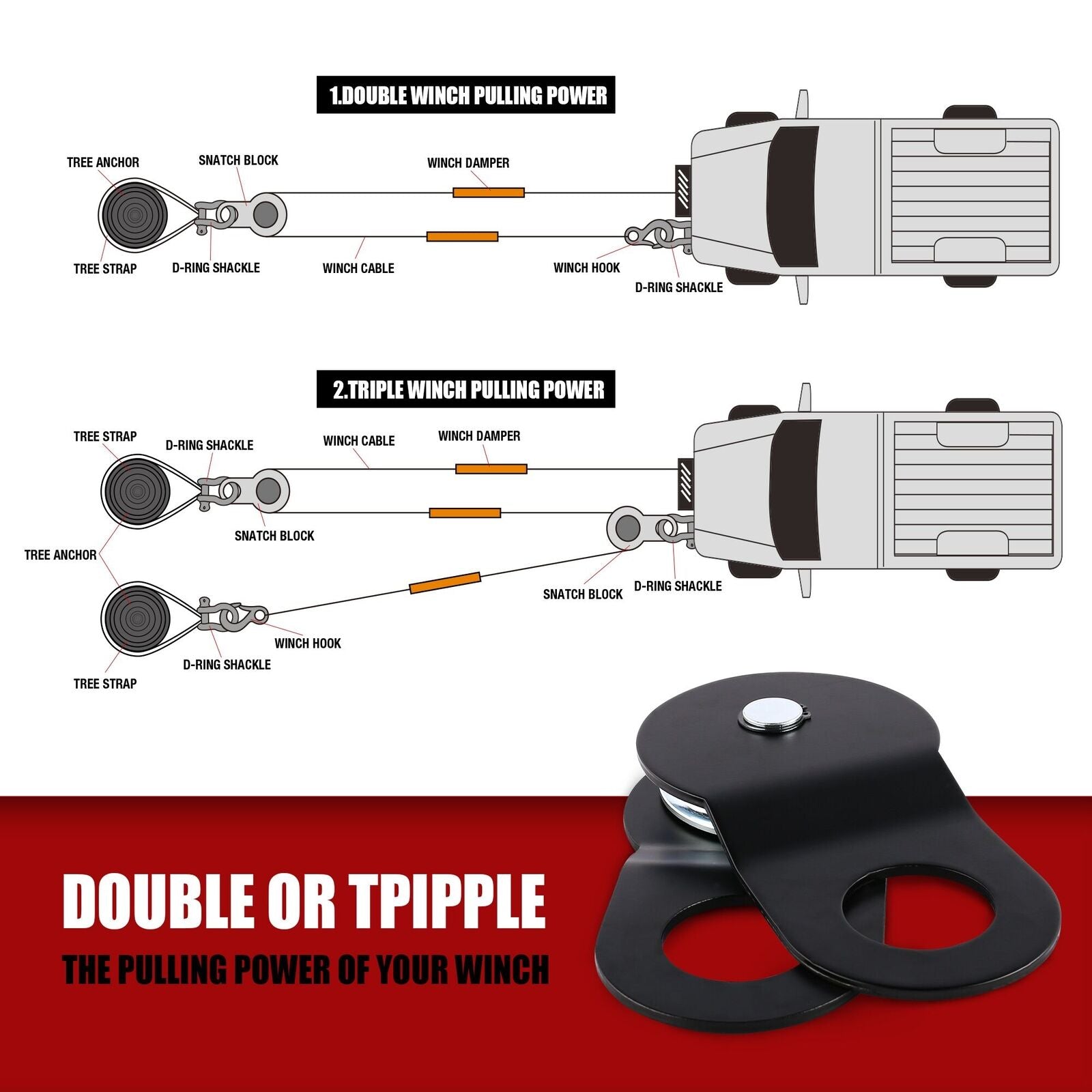 X-BULL 4WD Recovery Kit Snatch Strap / Recovery Tracks Gen3.0/ Mounting pins V211-AUEB-XBRK011XBRT016
