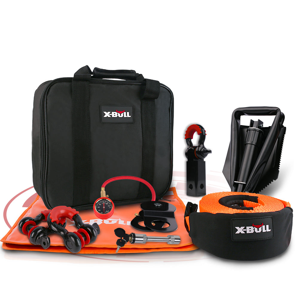 X-BULL Winch Recovery Kit 11PCS 4WD 4x4 Pack Off Road Snatch Strap Essential V211-AUEB-XBRK011