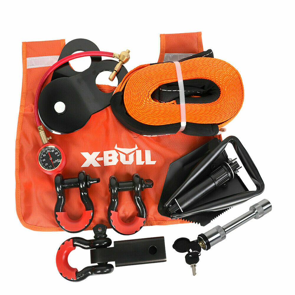 X-BULL Winch Recovery Kit 11PCS 4WD 4x4 Pack Off Road Snatch Strap Essential V211-AUEB-XBRK011