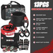 X-BULL Recovery Kit 4X4 Off-Road Kinetic Rope Snatch Strap Winch Damper 4WD13PCS V211-AUEB-XBRK013