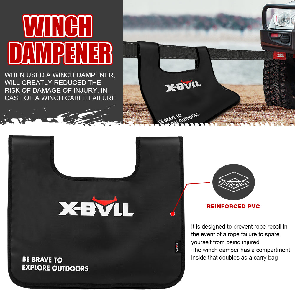 X-BULL Recovery Kit 4X4 Off-Road Kinetic Rope Snatch Strap Winch Damper 4WD13PCS V211-AUEB-XBRK013