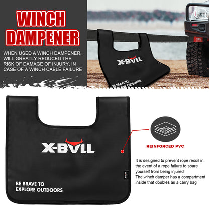 X-BULL Recovery Kit 4X4 Off-Road Kinetic Rope Snatch Strap Winch Damper 4WD13PCS V211-AUEB-XBRK013
