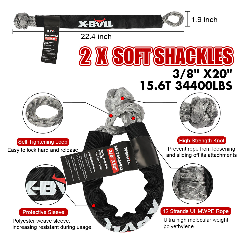 X-BULL Recovery Kit 4X4 Off-Road Kinetic Rope Snatch Strap Winch Damper 4WD13PCS V211-AUEB-XBRK013