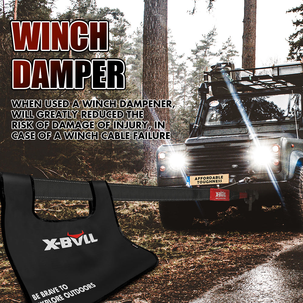 X-BULL Recovery Kit 4X4 Off-Road Kinetic Rope Snatch Strap Winch Damper 4WD13PCS V211-AUEB-XBRK013