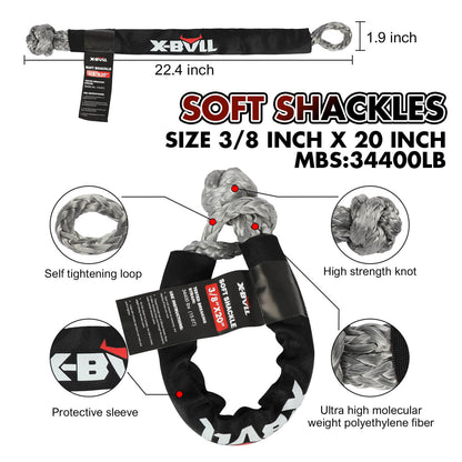 X-BULL Snatch Strap Soft Shackles Kinetic Recovery Rope Folding Shovel Survival V211-AUEB-XBRK013FS001