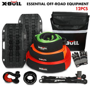 X-BULL 4WD Winch Recovery Kit 12Pcs Recovery Tracks Snatch Strap Soft Shackles Recovery Ring V211-AUEB-XBRK014