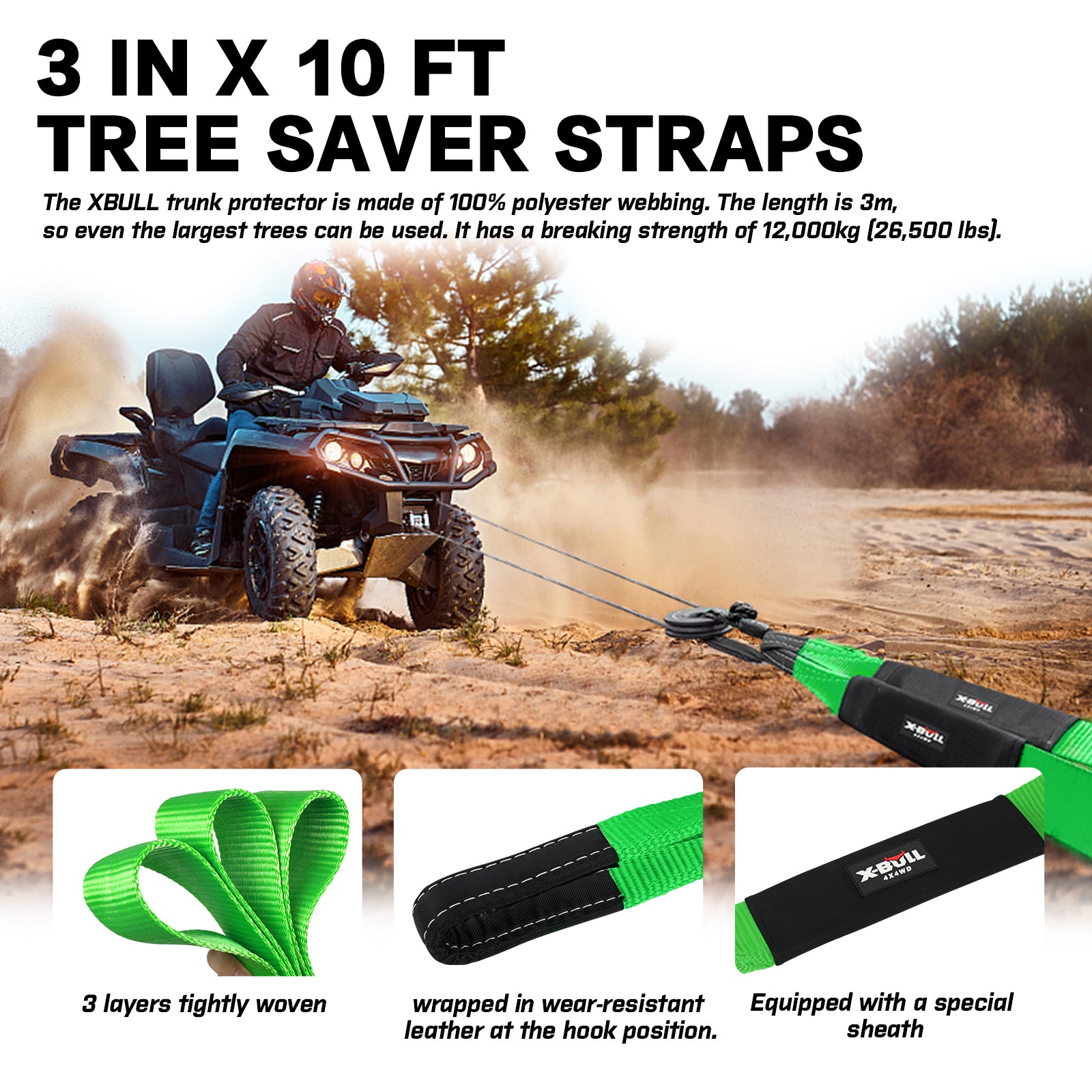 X-BULL 4WD Winch Recovery Kit 12Pcs Recovery Tracks Snatch Strap Soft Shackles Recovery Ring V211-AUEB-XBRK014