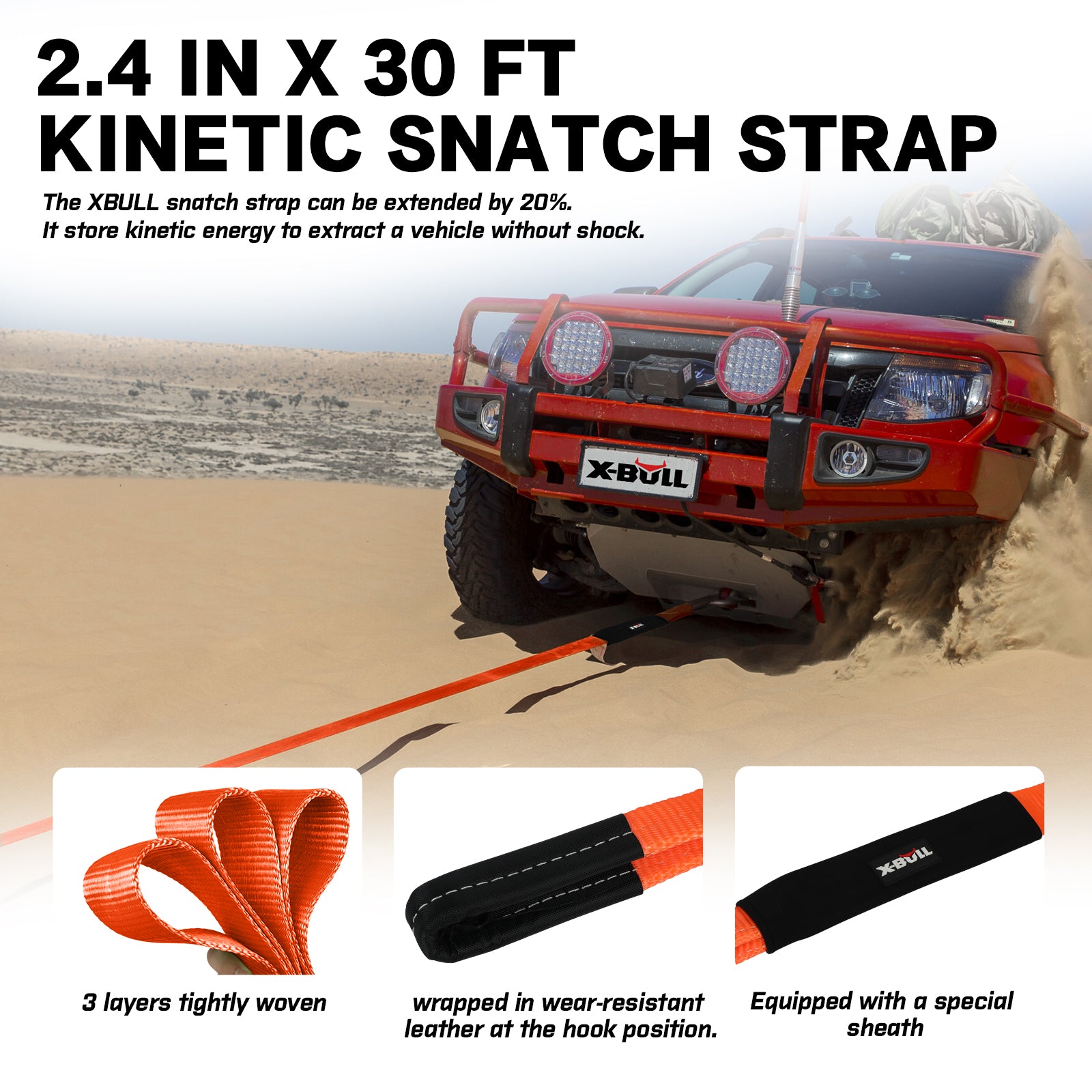 X-BULL 4WD Winch Recovery Kit 12Pcs Recovery Tracks Snatch Strap Soft Shackles Recovery Ring V211-AUEB-XBRK014