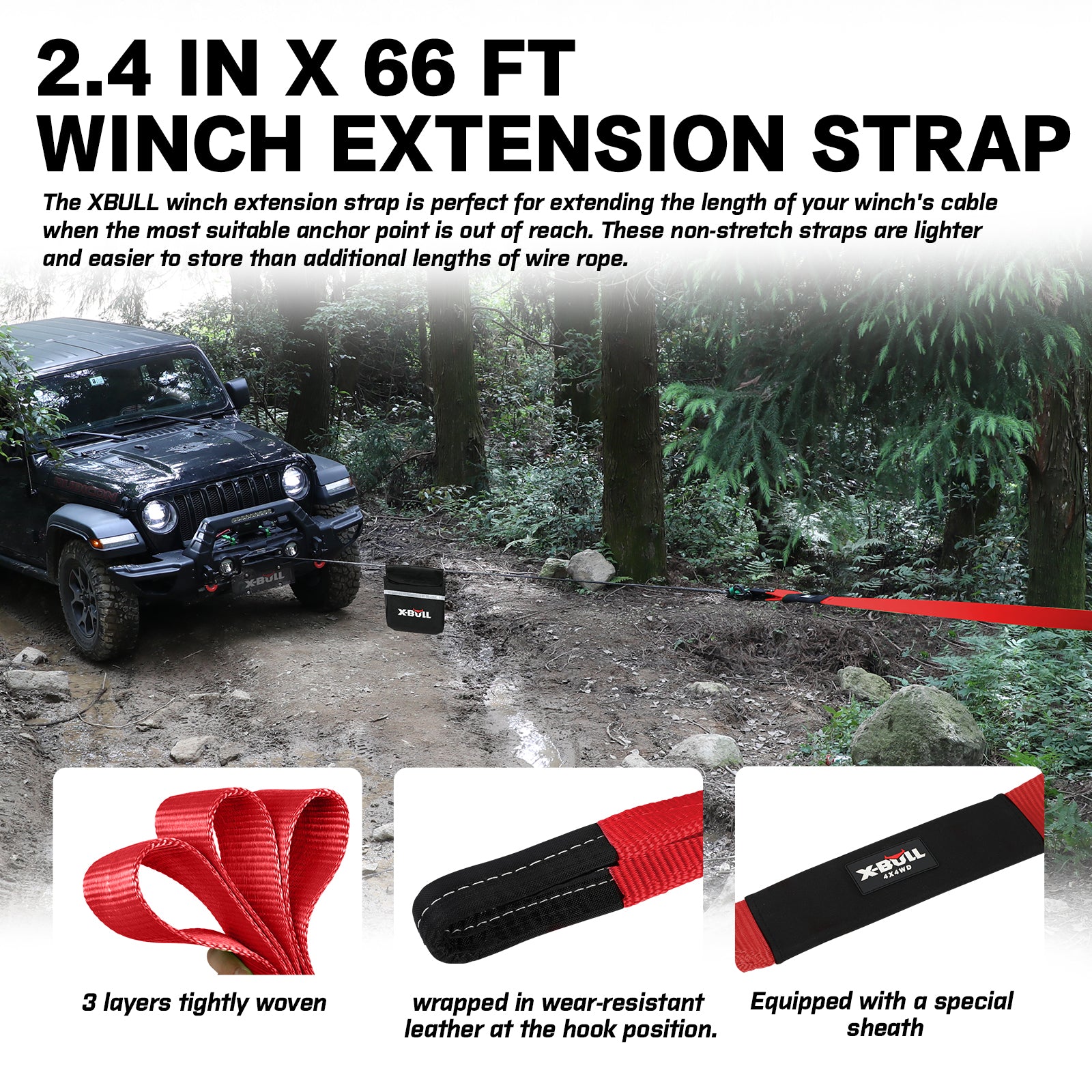 X-BULL 4WD Winch Recovery Kit 12Pcs Recovery Tracks Snatch Strap Soft Shackles Recovery Ring V211-AUEB-XBRK014