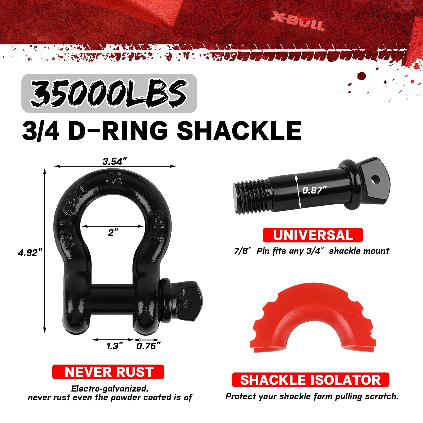 X-BULL 4WD Winch Recovery Kit 12Pcs Recovery Tracks Snatch Strap Soft Shackles Recovery Ring V211-AUEB-XBRK014