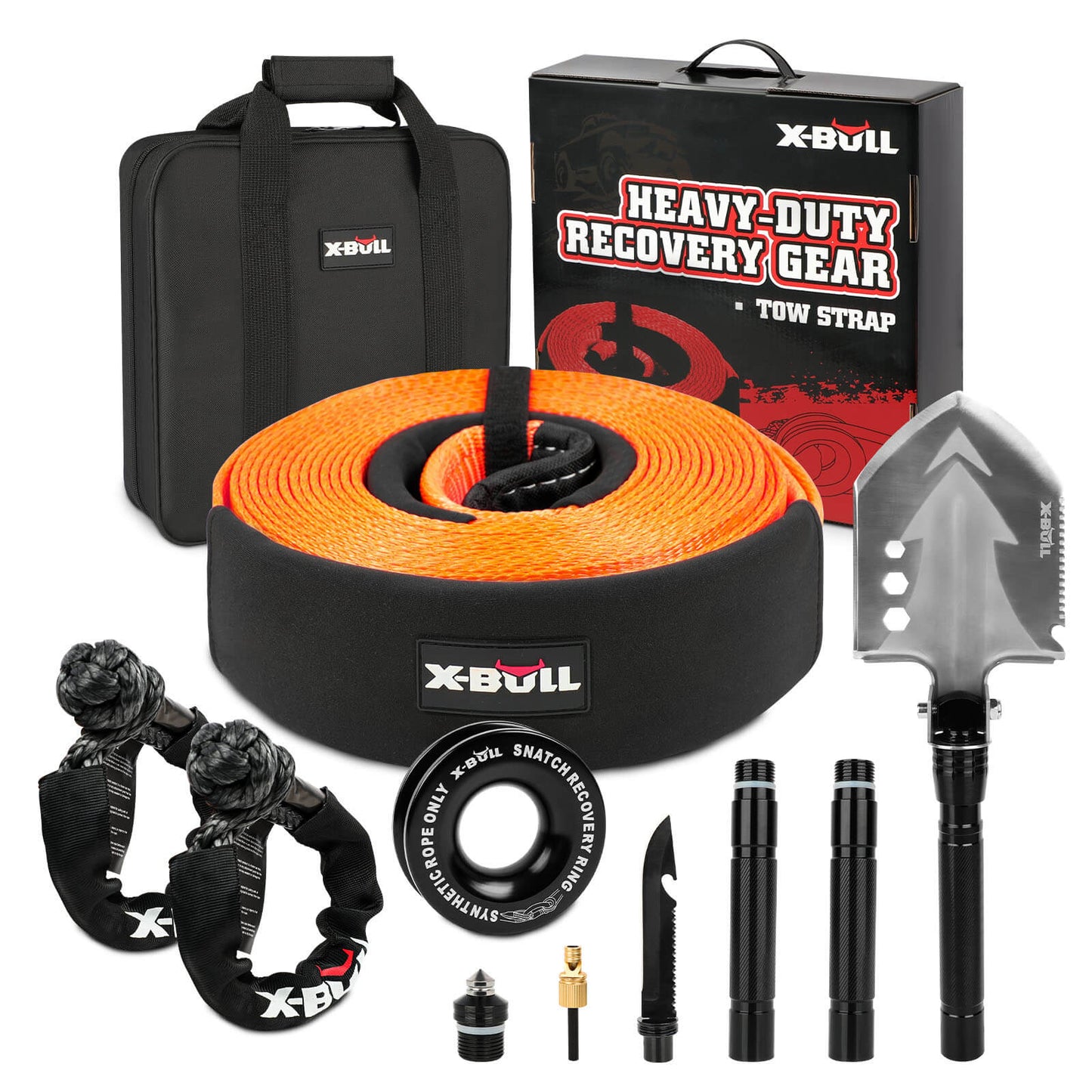 X-BULL 4WD Recovery Kit Snatch Strap Soft Shackles Folding Shovel Survival 4X4 V211-AUEB-XBRK016FS001