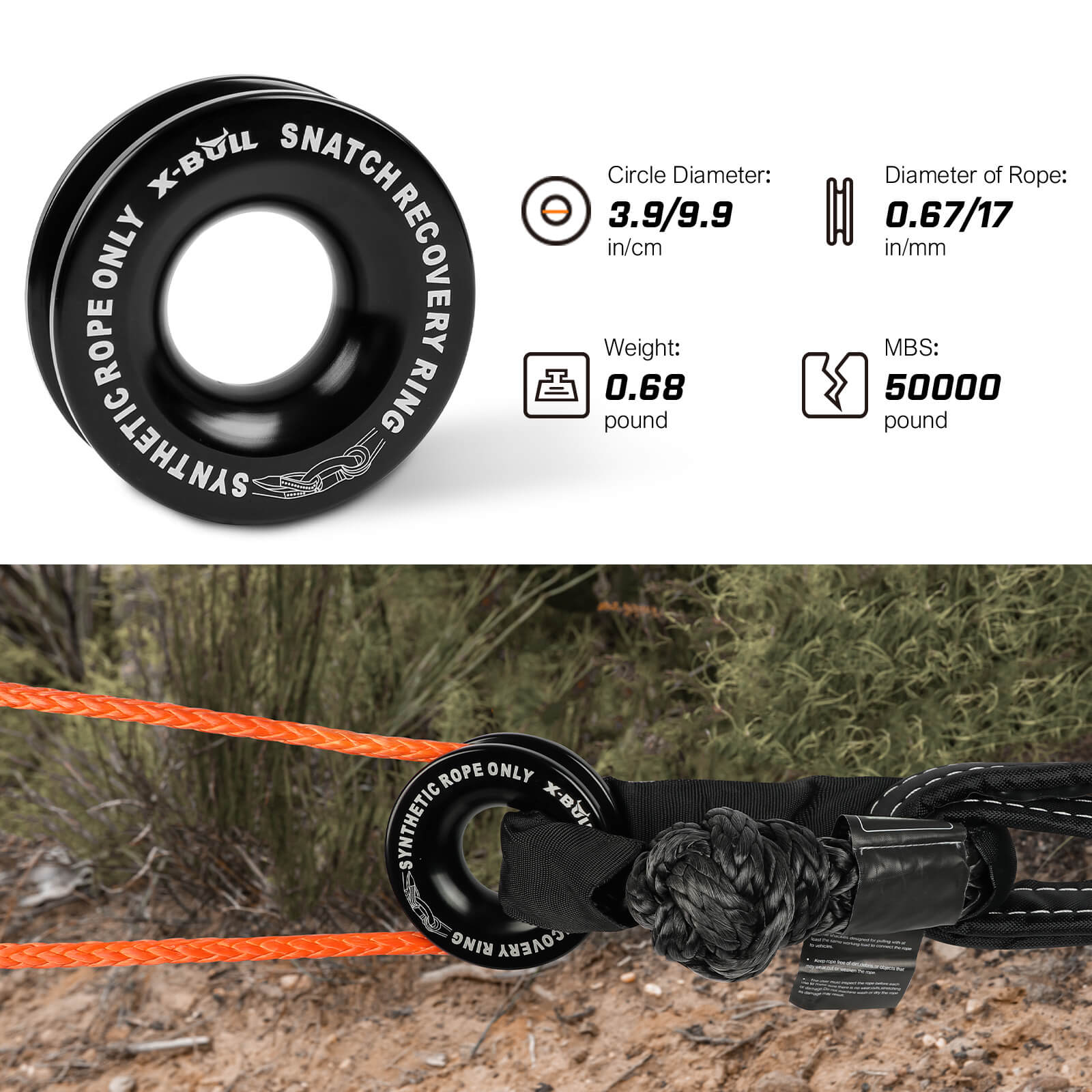 X-BULL 4WD Recovery Kit Off Road Snatch Strap Soft Shackles Snatch Block Pulley V211-AUEB-XBRK016V