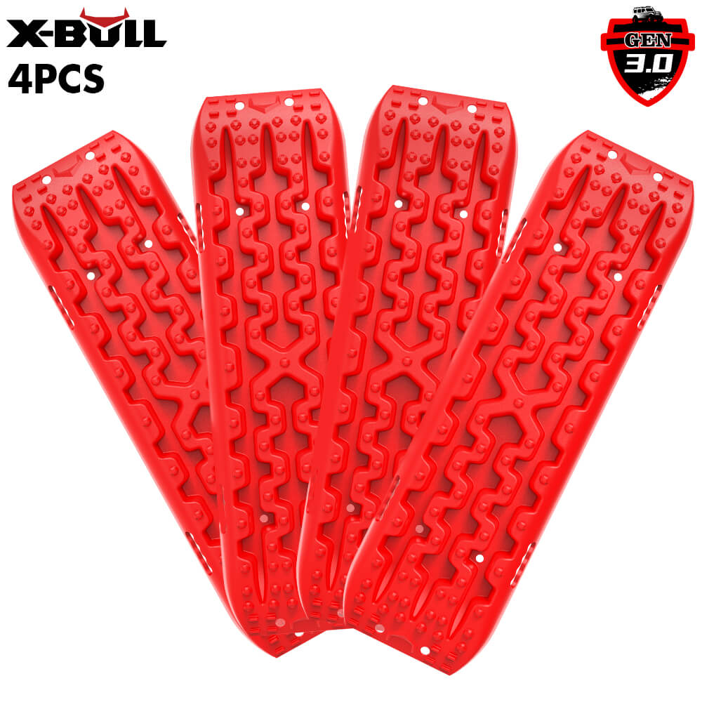 X-BULL 2 Pairs Recovery tracks Sand Mud Snow 4WD / 4x4 ATV Offroad Stronger Gen 3.0 - Red V211-AUEB-XBRT006