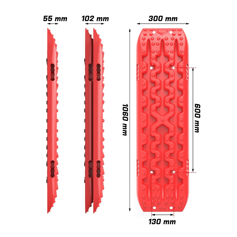 X-BULL 2 Pairs Recovery tracks Sand Mud Snow 4WD / 4x4 ATV Offroad Stronger Gen 3.0 - Red V211-AUEB-XBRT006