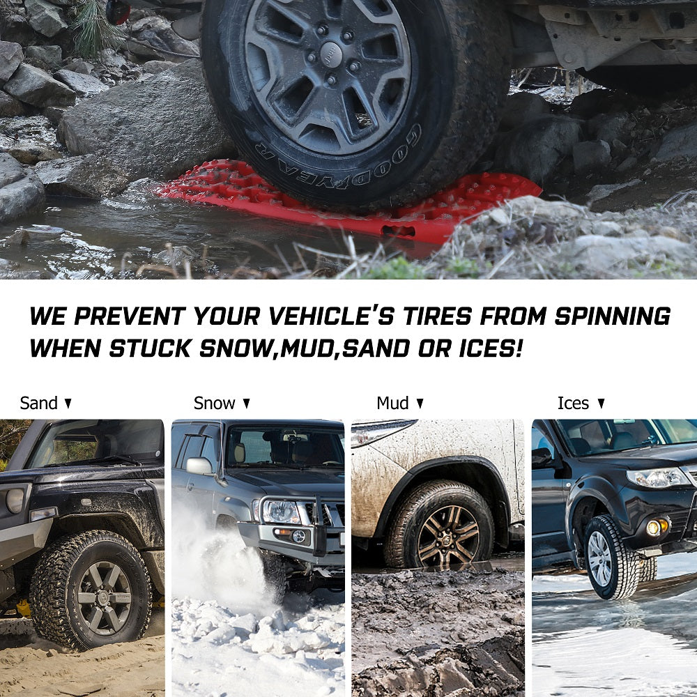 X-BULL 2 Pairs Recovery tracks Sand Mud Snow 4WD / 4x4 ATV Offroad Stronger Gen 3.0 - Red V211-AUEB-XBRT006