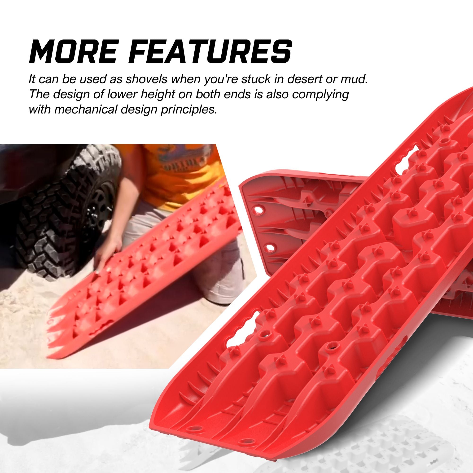 X-BULL Recovery tracks Sand tracks 2pcs 10T Sand / Snow / Mud 4WD Gen 3.0 - Red V211-AUEB-XBRT006-N