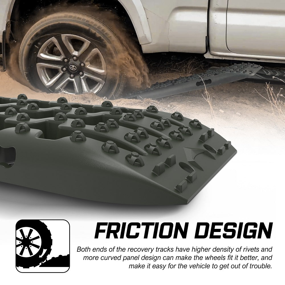 X-BULL Recovery tracks / Sand tracks / Mud tracks / Off Road 4WD 4x4 Car 2 Pairs Gen 3.0 - Olive V211-AUEB-XBRT007