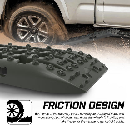 X-BULL Recovery tracks / Sand tracks / Mud tracks / Off Road 4WD 4x4 Car 2 Pairs Gen 3.0 - Olive V211-AUEB-XBRT007