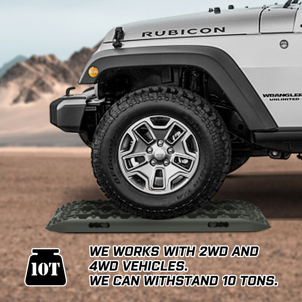 X-BULL Recovery tracks / Sand tracks / Mud tracks / Off Road 4WD 4x4 Car 2 Pairs Gen 3.0 - Olive V211-AUEB-XBRT007