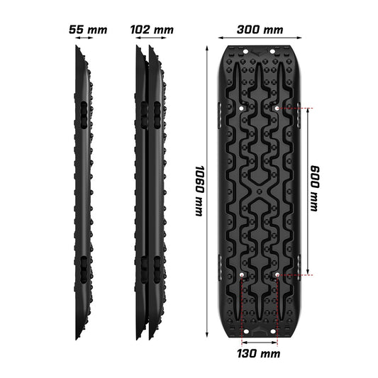 X-BULL Recovery tracks / Sand tracks / Mud tracks / Off Road 4WD 4x4 Car 2pcs Gen 3.0 - Black V211-AUEB-XBRT009-N