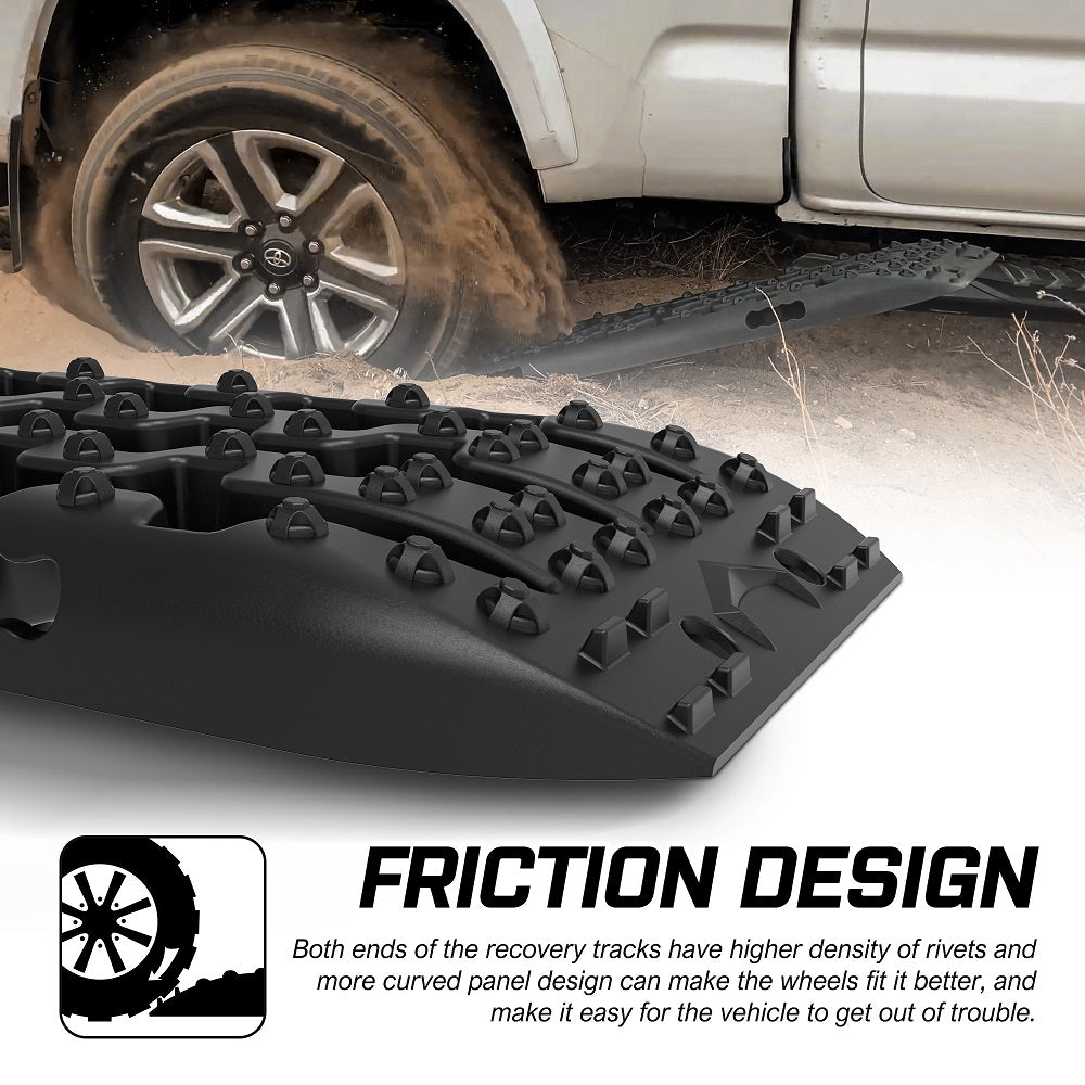X-BULL Recovery tracks / Sand tracks / Mud tracks / Off Road 4WD 4x4 Car 2pcs Gen 3.0 - Black V211-AUEB-XBRT009-N